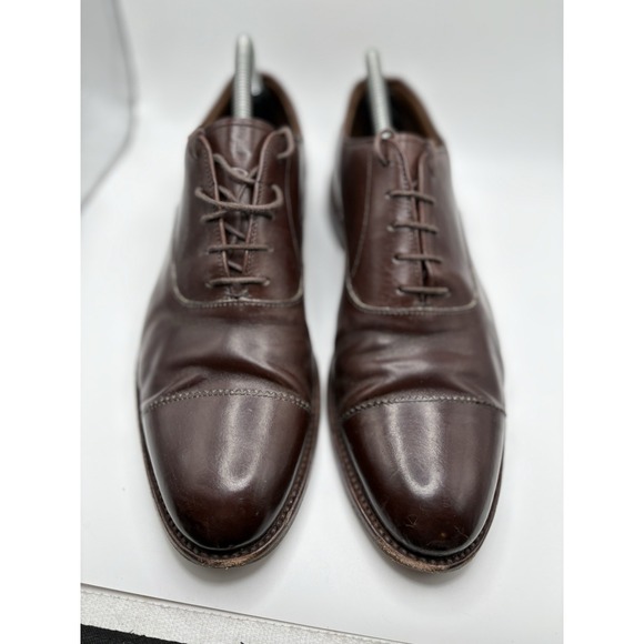 J Crew Leather Cap Toe Dress Oxford shoes Size US 8.5 Brown mens - Picture 3 of 8